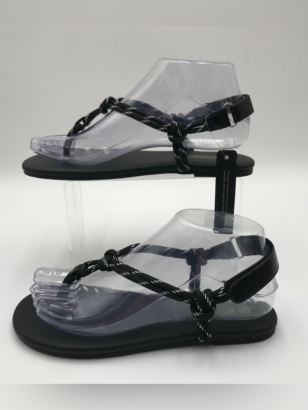 BNWT Rihero Black Rope Sandals - Picture 2 of 12